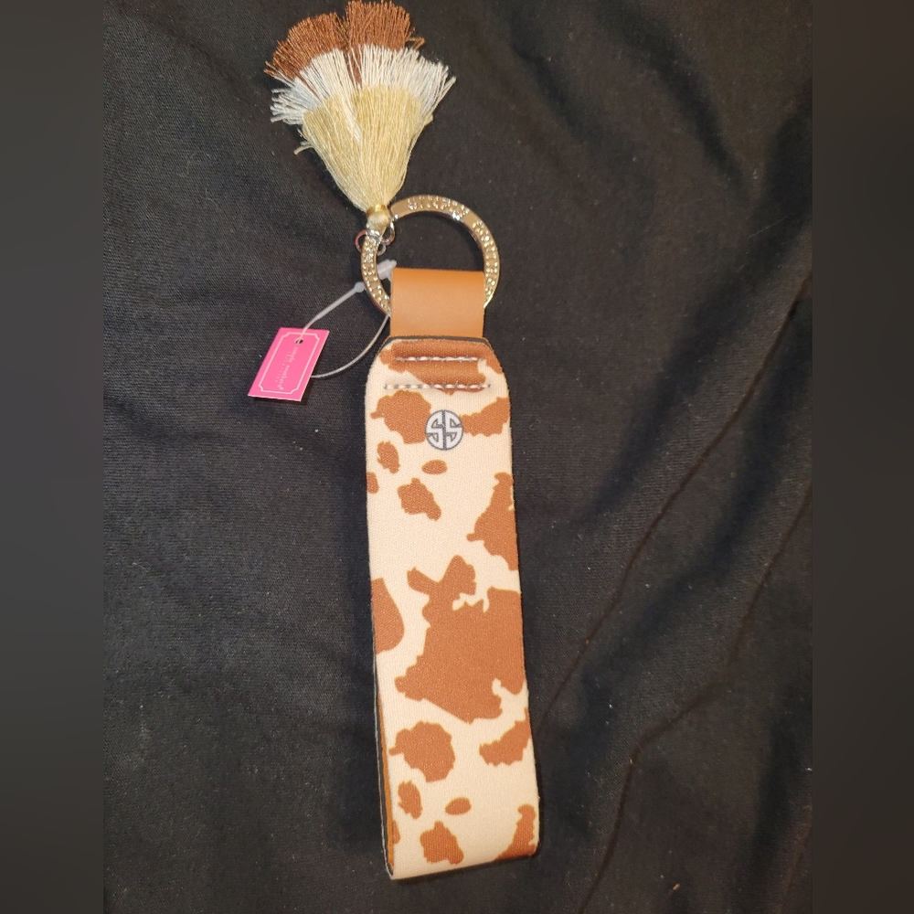 Simply Southern Cow Print Neoprene Key Chain New